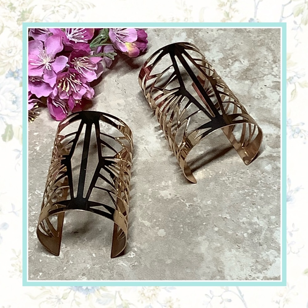 🌸 2PC CUFF BRACELETS GOLD ARM CELTIC TRIBAL BOHO CHIC ARM GREEK GODDESS LONG
